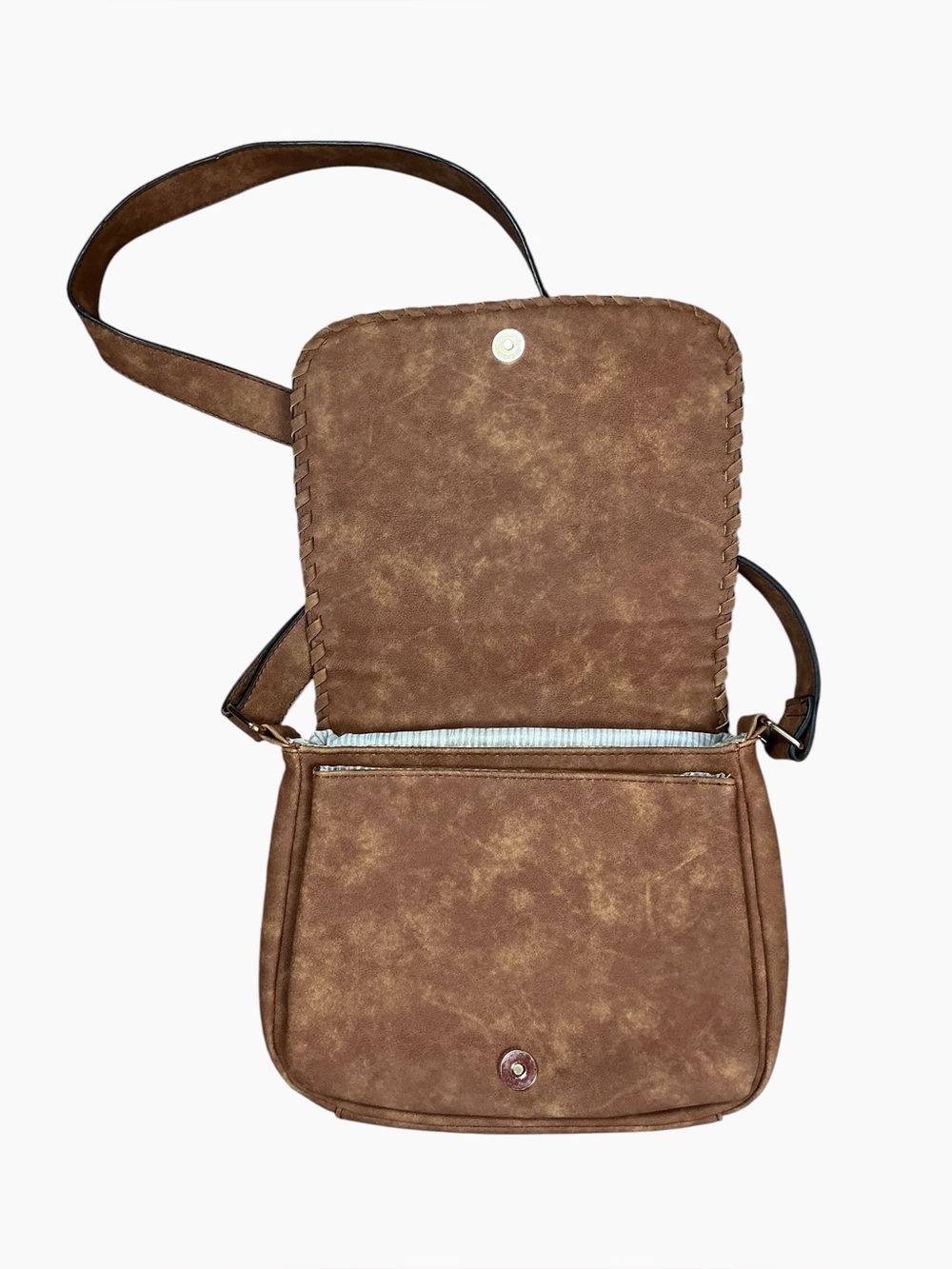 Brown Boho Whipstitch Crossbody Bag - Picture 3 of 6